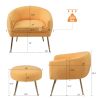 Accent Chair with Ottoman/Gold Legs; Modern Accent Chair for Living Room; Bedroom or Reception Room; Teddy Short Plush Particle Velvet Armchair with O