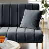 [New Design] Modern and comfortable Dark Grey Australian cashmere fabric sofa; comfortable loveseat with two throw pillows