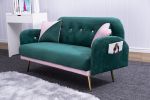 [New+Video]2156 sofa includes 2 pillows 58" green velvet sofa for small spaces