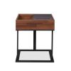 Sara II End Table in Espresso PU; Walnut & Sandy Black