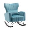 Velvet Nursery Rocking Chair; Accent Rocking Chair with with Solid Metal Legs; Upholstered Comfy Glider Rocker for Reading; Bedroom and Living Room