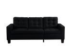 Earsom Sofa and Ottoman; Black Linen 56660