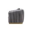 Elchanon Sofa w/2 Pillows in Gray Velvet &amp; Gold Finish 55670