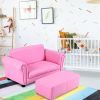 Pink Kids Sofa Armchair Couch Lounge Kids Birthday Gift With Footstool