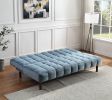 Yolandi Adjustable Sofa in Teal Velvet &amp; Dark Walnut Finish 57202