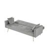 GREY Velvet Convertible Folding Futon Sofa Bed ; Sleeper Sofa Couch for Compact Living Space.