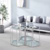 Modern Glass End Table with Silver Finish Stainless Steel Frame