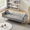 GREY Velvet Convertible Folding Futon Sofa Bed ; Sleeper Sofa Couch for Compact Living Space.