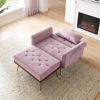 Recline Sofa Chair with Ottoman; Two Arm Pocket and Wood Frame include 1 Pillow; Pink (40.5&rdquo;x33&rdquo;x32&rdquo;)