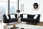 Velvet Loveseat with Pillows and Gold Finish Metal Leg for Living Room