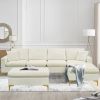 Sectional Sofa with Ottoman; L-Shape Elegant Velvet Upholstered Couch with 2 Pillows for Living Room Apartment