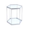 Modern Glass End Table with Silver Finish Stainless Steel Frame