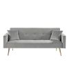 GREY Velvet Convertible Folding Futon Sofa Bed ; Sleeper Sofa Couch for Compact Living Space.