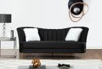 Velvet Loveseat with Pillows and Gold Finish Metal Leg for Living Room