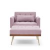 Recline Sofa Chair with Ottoman; Two Arm Pocket and Wood Frame include 1 Pillow; Pink (40.5&rdquo;x33&rdquo;x32&rdquo;)