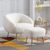 Orisfur. Modern Comfy Leisure Accent Chair; Teddy Short Plush Particle Velvet Armchair with Ottoman for Living Room