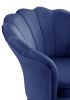 Angelina Blue Velvet Scalloped Back Barrel Accent Chair with Metal Legs