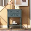 TREXM Narrow Console Table; Slim Sofa Table with Three Storage Drawers and Bottom Shelf for Living Room; Easy Assembly (Navy)