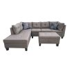 Three Piece  sofa  with  Three-seat sofa;  one  Left  chaise lounge;  one storage ottoman;  seven back cushions two throw pillows (BROWN)