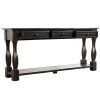 TREXM Console Table 64&quot; Long Extra-thick Sofa Table with Drawers and Shelf for Entryway; Hallway; Living Room (Distressed Black)