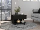 Peterson 1-Drawer 1-Shelf Lift Top Coffee Table Black Wengue