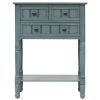 TREXM Narrow Console Table; Slim Sofa Table with Three Storage Drawers and Bottom Shelf for Living Room; Easy Assembly (Navy)