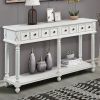 Retro Console Table Entryway Table 58" Long Sofa Table with 2 Drawers in Same Size and Bottom Shelf for Storage (Antique White)