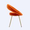 Orange Velvet Modern accent/Conversation Lounge Chair With Gold Plated Legs; unique appearance; Suitable For Office; Lounge; Living Room