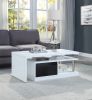 ACME Buck II Coffee Table w/Swivel Top in White &amp; Black High Gloss Finish LV00997