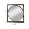 Rectangular Beveled Wall Mirror with Round Inner Frame; Brown; DunaWest