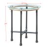 Brantley End Table in Clear Glass &amp; Sandy Gray Finish LV00436