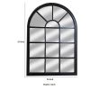 Window Pane Wooden Frame Floor Mirror with Arched Top; Black; DunaWest