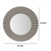 32 Inch Round Beveled Floating Wall Mirror with Corrugated Design Wooden Frame; Gray; DunaWest