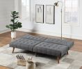 Blue Grey Modern Convertible Sofa 1pc Set Couch Polyfiber Plush Tufted Cushion Sofa Living Room Furniture Wooden Legs