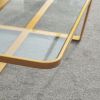 Minimalism rectangle coffee table; Golden metal frame with tempered glass tabletop