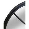 Window Pane Wooden Frame Floor Mirror with Arched Top; Black; DunaWest