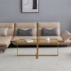 Minimalism rectangle coffee table; Golden metal frame with tempered glass tabletop