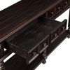 Retro Console Table Entryway Table 58" Long Sofa Table with 2 Drawers in Same Size and Bottom Shelf for Storage (Distressed Black)