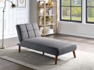 Black Polyfiber Adjustable Chaise Bed Living Room Solid wood Legs Tufted Couch