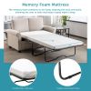 58.3" Pull Out Sofa Bed; Sleeper Sofa Bed with Premium Twin Size Mattress Pad; 2-in-1 Pull Out Couch Bed; Loveseat Sleeper for Living Room; Small Apar