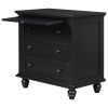 U_STYLE 3-Drawer Storage Wood Cabinet; End Table with Pull out Tray