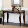 Traditional Espresso Solid wood Sofa Table Faux Marble Top Intricate design Living Room Furniture