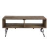 Betsy 42 Inch Reclaimed Wood Rectangle Farmhouse Coffee Table With Storage; Iron Legs; Natural Brown; DunaWest