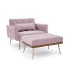 Recline Sofa Chair with Ottoman; Two Arm Pocket and Wood Frame include 1 Pillow; Pink (40.5&rdquo;x33&rdquo;x32&rdquo;)