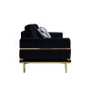 Modern Velvet Sofa for Living Room Black Color