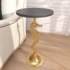 13" x 25" Gold Aluminum Sea Horse Accent Table with Black Marble Table Top; 1-Piece