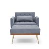 Recline Sofa Chair with Ottoman; Two Arm Pocket and Wood Frame include 1 Pillow; Grey (40.5&rdquo;x33&rdquo;x32&rdquo;)