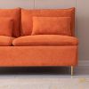 Modern Armless Loveseat Couch; Armless Settee Bench; Orange Cotton Linen-59.8''