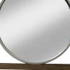 Rectangular Beveled Wall Mirror with Round Inner Frame; Brown; DunaWest