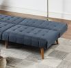 Navy Color Modern Convertible Sofa 1pc Set Couch Polyfiber Plush Tufted Cushion Sofa Living Room Furniture Wooden Legs